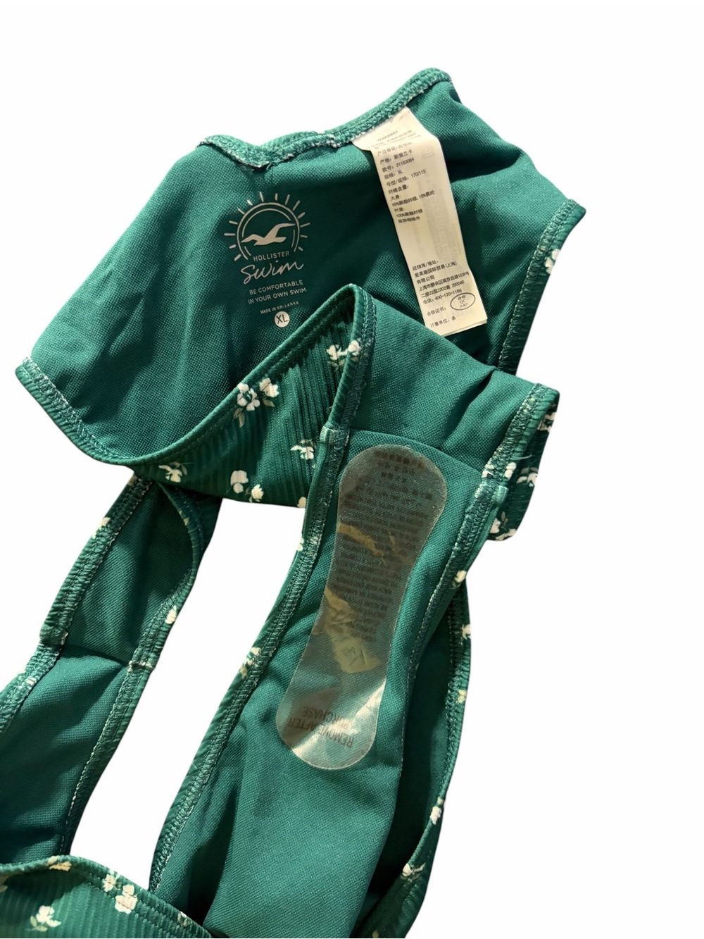 NWT Hollister Floral Ribbed High Leg Cheeky Bikini Bottom XL Green Ditsy Print - Picture 4 of 4